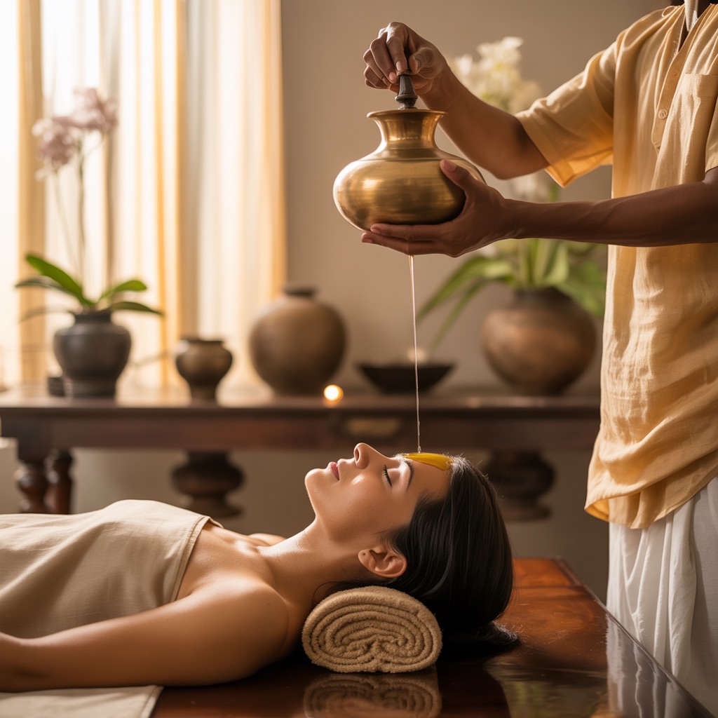 Traditioneller Stirnguss auf Sri Lanka