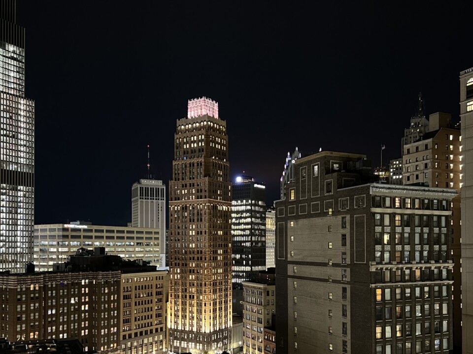 USA Michigan Detroit Skyline Nacht