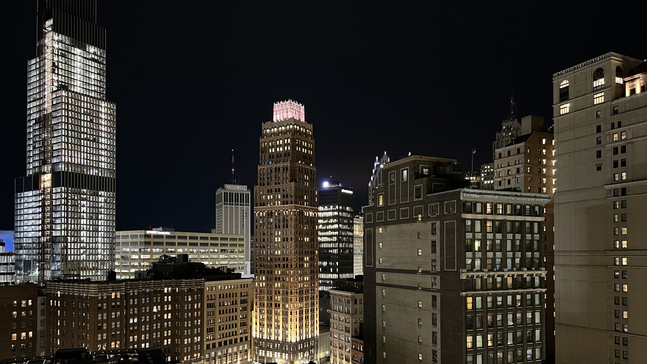 USA Michigan Detroit Skyline Nacht