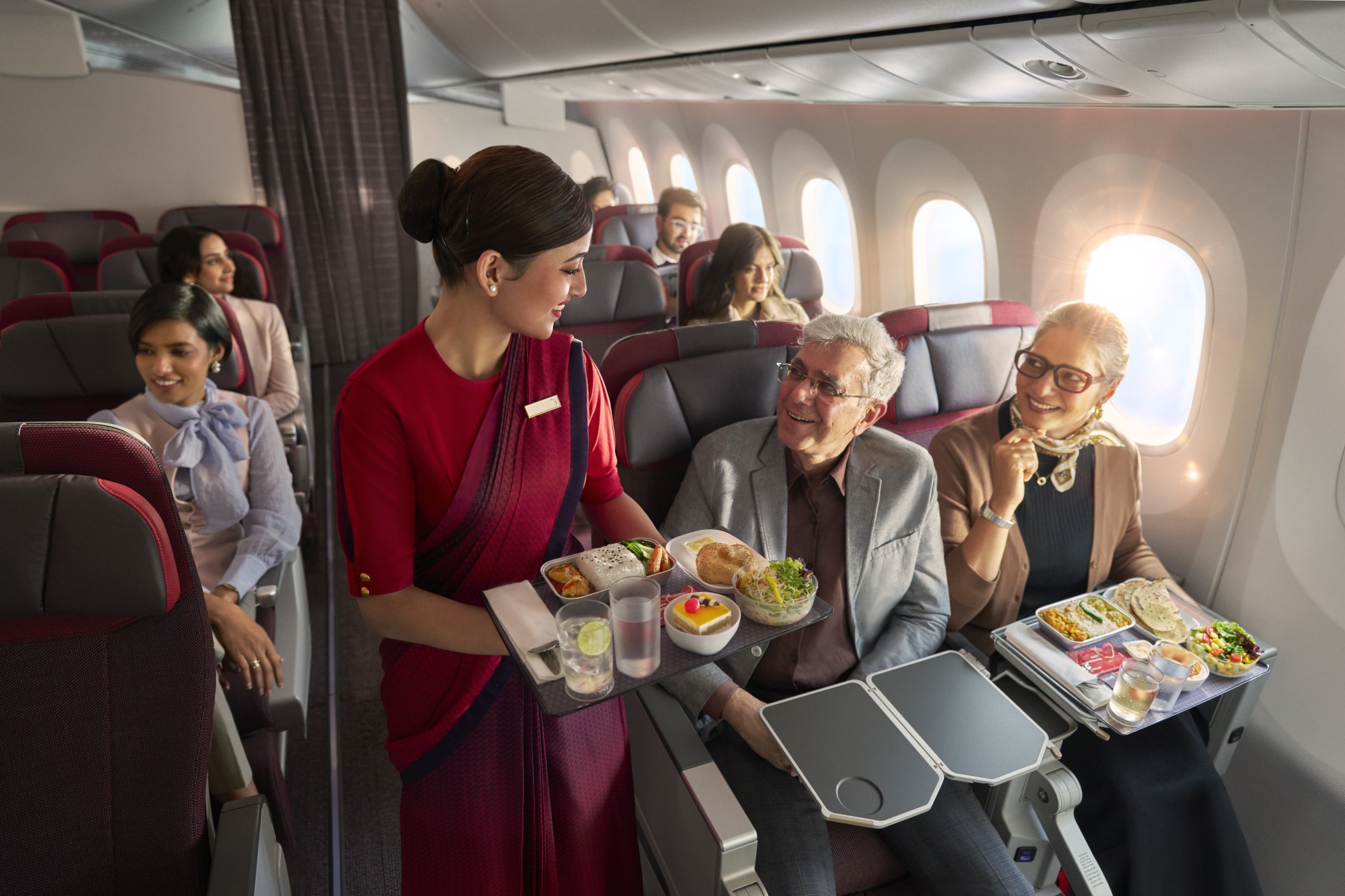 Mahlzeit beim Bordservice von Air India