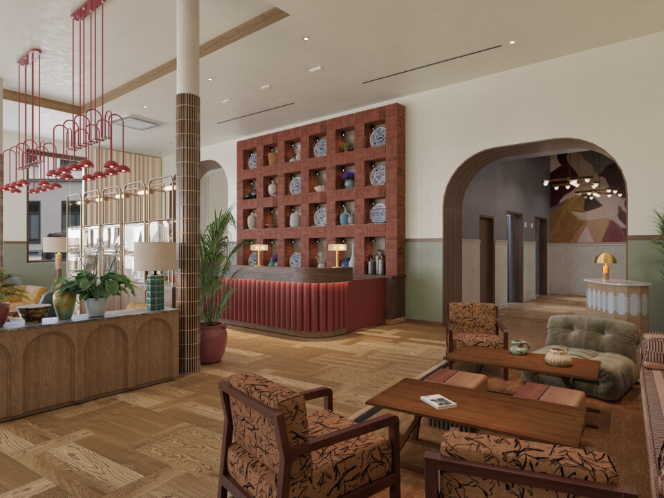 Visualisierung der geplanten Lobby im The Hoxton Hamburg