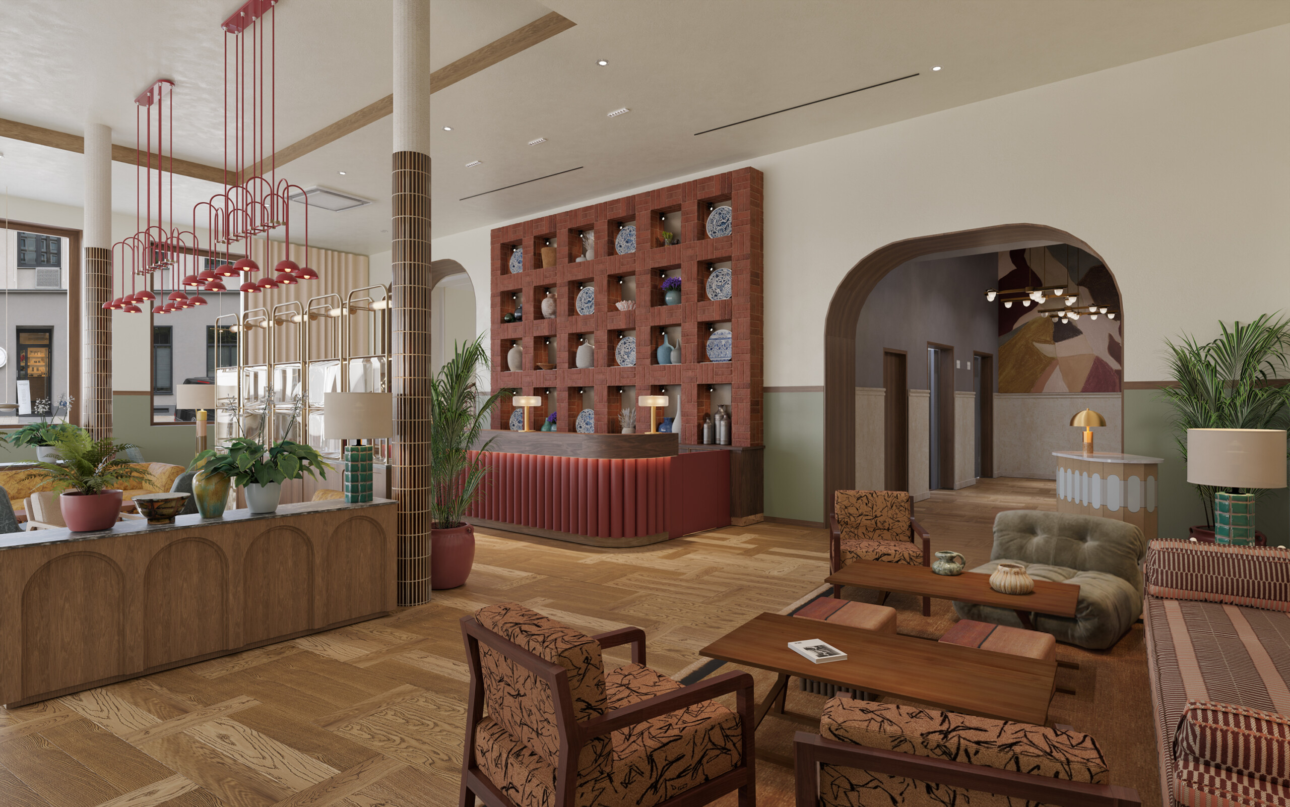 Visualisierung der geplanten Lobby im The Hoxton Hamburg